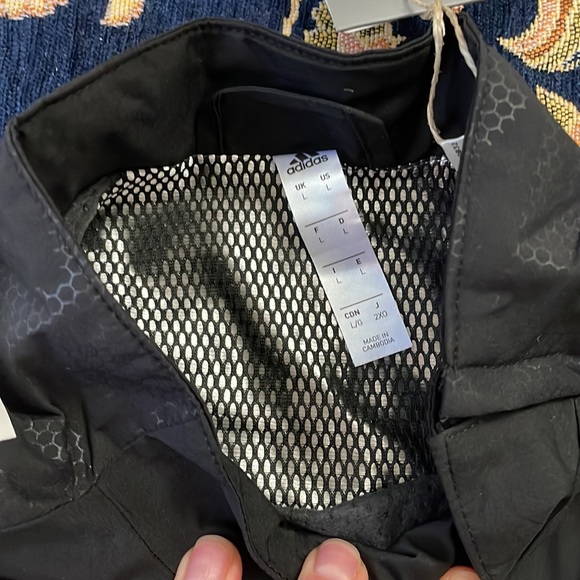 Black with white stripes adidas mens pullover windbreaker - Picture 8 of 9